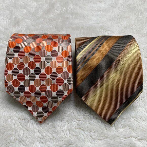 Aurelio Valentino Italy Set of Silk Ties Striped and Polka Dots - Picture 2 of 4